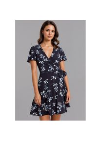 Laura Scott Sommerkleid femininer Stil, f&uuml;r warme Tage, aus Single Jersey, Kurzarm blau, Gr&ouml;&szlig;e 48