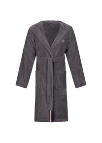 Bugatti Herrenbademantel &raquo;Decimo, ideal f&uuml;r Sauna & Spa, Hotelbademantel, Morgenmantel&laquo; mit Kapuze & farbiger Kantenblende, reine Baumwolle grau, 