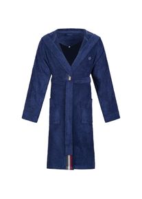 Bugatti Herrenbademantel &raquo;Decimo, ideal f&uuml;r Sauna & Spa, Hotelbademantel, Morgenmantel&laquo; mit Kapuze & farbiger Kantenblende, reine Baumwolle blau, 