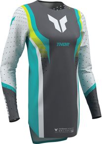 Thor Sportmode Velocity, jersey women , color: Grey/White/Turquoise/Neon-Yellow , size: L