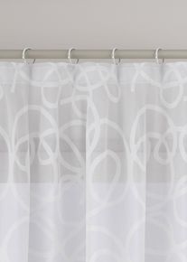 Gardin med tryckt m&ouml;nster och &aring;tervunnen polyester (1-pack) - vit - storlek 145x140 cm - bonprix