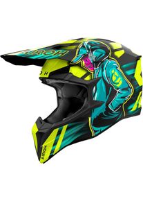 Airoh Wraaap Cyber, motocross helmet , color: Matt Black/Neon-Yellow/Turquoise , size: L