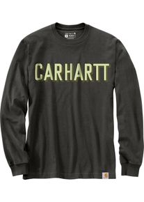 Carhartt Workwear Logo, manga comprida , cor: Cinzento Escuro/Verde Claro , tamanho: XL