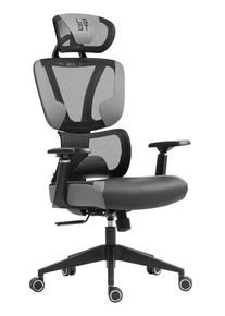 Deltaco Gaming L33T Gaming Chair FuzionX Ergo Chair in Mesh Fabric and PU Gaming Stuhl - Grau - Mesh fabric - Bis zu 120 kg