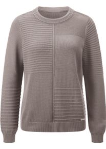 Damen Rundhalspullover im Strickmuster-Mix taupe Gr&ouml;&szlig;e 52