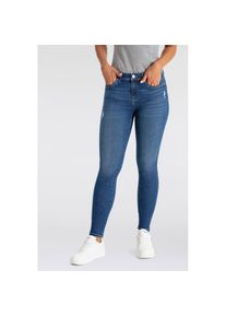 Only, Damen, Skinny-fit-Jeans &raquo;ONLWOW &ndash; Skinny-Jeans mit Stretch f&uuml;r schlanke Silhouette&laquo; Denim, skinny fit, destroyed Effekte, Medium Blue Denim, XL 