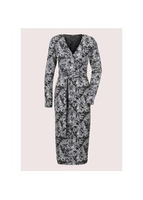 Madeleine Mode MADELEINE, Damen, Midikleid &raquo;Kleid Kleid in Wickel-Optik&laquo;, schwarz / wollwei&szlig;, N-Gr, 44 -N-Gr, schwarz / wollwei&szlig;, V-Ausschnitt