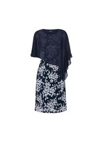 GOLDNER, Damen, Etuikleid &raquo;Kleid aus eleganter Spitze mit Chiffon&uuml;berwurf&laquo;, mitternachtsblau / wei&szlig; / gebl&uuml;mt, N-Gr, 44 -N-Gr, mitternachtsblau / wei&szlig;