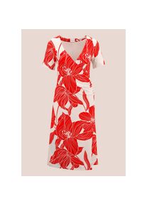 Madeleine Mode MADELEINE, Damen, Jerseykleid &raquo;Jerseykleid Kleid in Wickel-Optik mit gro&szlig;em Bl&uuml;tenprint&laquo;, koralle / creme, N-Gr, 46 -N-Gr, koralle / creme, V-