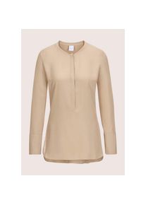 Madeleine Mode MADELEINE, Damen, Hemdbluse &raquo;Bluse Lange Seidenbluse in kragenloser Form&laquo;, cappuccino, 46, cappuccino, Modische Longbluse aus luxuri&ouml;ser Seide