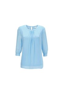 GOLDNER, Damen, Langarmbluse &raquo;Kurzgr&ouml;&szlig;e Bluse aus leichtem Chiffon mit Glitzersteinen&laquo;, eisblau, 23, eisblau, Mit stilvollen Glitzersteinchen besetzt