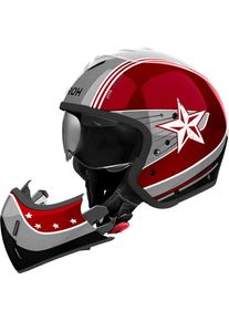Airoh J 110 Command, kask modułowy , kolor: Ciemnoczerwony/Szary/Biały , rozmiar: M