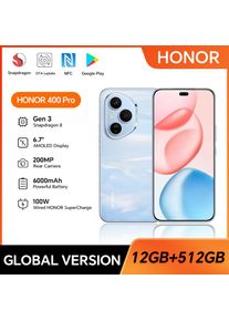 2025 New HONOR 400 Pro Global Version 5G Smartphone 200MP Camera Snapdragon 8 Gen 3 6.7'' AMOLED Screen 100W Wired 50W Wireless