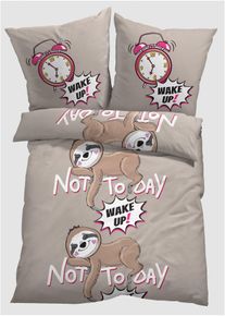 Sengesett i bomullsmiks, beige, st&oslash;rrelse 135x200 cm, bonprix