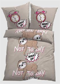 bonprix Lenjerie de pat din material cu bumbac, bej, 1x 80/80 cm, 1x 135/200 cm