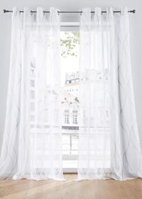 bonprix Perdea cu model ondulat, disponibilă și &icirc;n varianta extralungă (set/ 1 buc.), alb, &Icirc;/Lă: 145/144 cm