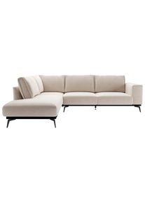 Mid.you Ecksofa , Creme , Holz, Textil , F&uuml;llung: Polyurethan (Pur), Silikon , Ottomane links, L-Form , 293x200 cm , Made in EU , Wohnzimmer, Sofas & Couches, Wohnlandschaften, Ecksofas