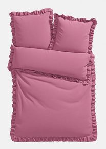 bonprix Posteľn&aacute; bielizeň s vol&aacute;nmi, fialov&aacute;, 1x 80/80 cm, 1x 135/200 cm