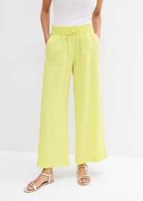 bonprix Spodnie culotte z lejącego materiału z lyocellem, ż&oacute;łty, 44