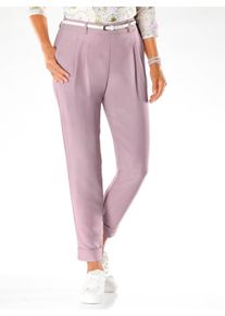 Dames Bandplooibroek met vaste zoom in mauve ,maat 36, WITT, 94% Polyester, 6% Elastan