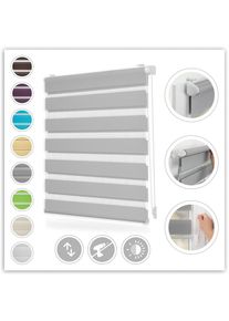 LICHTBLICK ORIGINAL Doppelrollo &raquo;Duo Rollo Klemmfix&laquo; Lichtschutz ohne Bohren freih&auml;ngend Seitenzugrollo, Montage mit beiliegendem, verstellbarem 