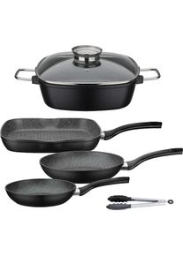 GSW Topf-Set &raquo;Gourmet Granit&laquo; Set, 1 x Br&auml;ter, 1x Grillpfanne 28x28 cm, je 1x Bratpfanne &Oslash; 20/24 cm, 5 Stk. tlg. Aluminiumguss