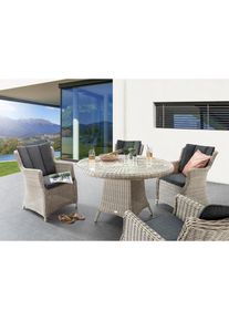 Destiny Garten-Essgruppe &raquo;LUNA&laquo; 4x Sessel, 1x Tisch, inkl. Auflagen, 13 Stk. tlg. Aluminium, Polyrattan