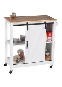 Wenko K&uuml;chenwagen &raquo;Modell Landhaus&laquo; Servierwagen, Beistellwagen mit 3 Etagen, Schiebet&uuml;r und Halterung