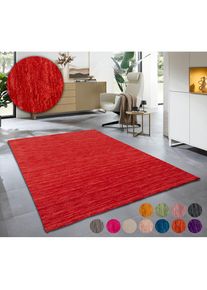 OTTO home Wollteppich &raquo;Karchau&laquo; rechteckig 13 mm H&ouml;he Handweb Teppich, meliert, reine Wolle, handgewebt, brilliante Farben