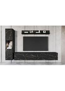 Inosign Wohnwand &raquo;PARIS, Vitrine T&uuml;ranschlag links/rechts wechselbar&laquo; Komplett-Set, 3 Stk. tlg.