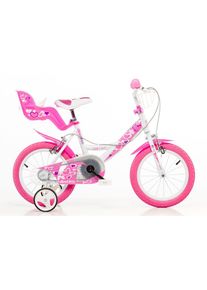 DINO Kinderfahrrad &raquo;M&auml;dchenfahrrad 14 Zoll&laquo; 1 Gang mit St&uuml;tzr&auml;dern, Korb und Puppensitz