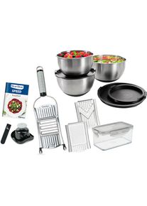 Genius Zerkleinerer &raquo;Edelstahl-Sch&uuml;sseln inkl. Nicer Dicer Speed, Set 15-tlg.&laquo; zum Aufbewahren, Zubereiten und Transportieren von Speisen