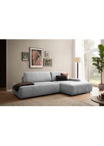 Home Affaire Ecksofa &raquo;TORGE, Schlafsofa Cord, Samtvelours u. Strukur fein, Couch in L-Form&laquo; Schlaffunktion und Bettkasten, Liegefl&auml;che: 210x125 cm, 