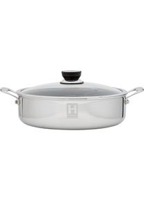 HENSSLERS Servierpfanne &raquo; Servierpfanne & Br&auml;ter inkl. Glasdeckel&laquo; Edelstahl 2 Stk. tlg. 3-Schicht Material mit Wabenstruktur