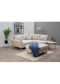 Home Affaire Ecksofa &raquo;Rice L-Form, B: 223 cm - OTTO. Verl&auml;ssliche Qualit&auml;t.&laquo; Set: Sofa & Hocker, mit 3 Zierkissen, Federkern