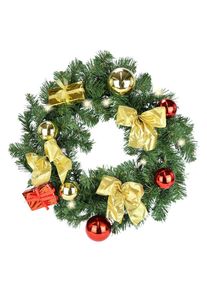 I.GE.A. Kunstkranz &raquo;LED-Weihnachtskranz dekoriert&laquo; Kranz mit Kugeln Schleifen Geschenkpackungen Beleuchtung Tannenkranz