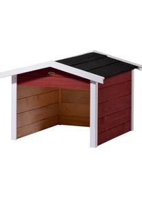 Dobar M&auml;hroboter-Garage aus Holz in rot, mit Bitumen-Dach