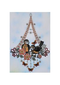 Stickereien Plauen Fensterbild &raquo;V&ouml;gel mit Schmetterling&laquo;