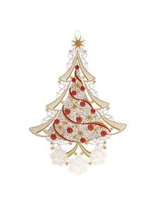 W. Reuter & Sohn - Plauener Spitze Fensterbild &raquo;Weihnachtsbaum&laquo; Made in Germany