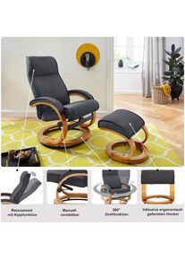 Home Affaire Relaxsessel &raquo;Lille, TV-Sessel, Sessel mit Hocker, Wohnzimmer,&laquo; Schlaffunktion, Luxus-Microfaser Bezug und Holzgestell, Sitzh&ouml;he 46 cm