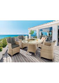 Destiny Garten-Essgruppe &raquo;LUNA&laquo; 4x Sessel, 1x Tisch, inkl. Auflagen, 13 Stk. tlg. Aluminium, Polyrattan