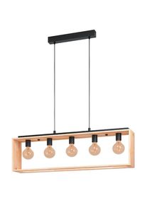 Eglo H&auml;ngeleuchte &raquo;FAMBOROUGH Pendellampe, Stahl und Holz, E27, Wohnzimmerlampe, Lampe&laquo; E27 1 Stk. Pendelleuchte, L100 x B16 x H110 cm, schwarz, natur