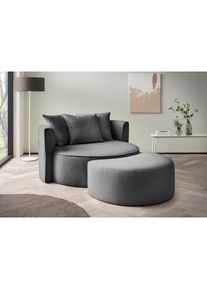 LeGer Home by Lena Gercke XXL-Sessel &raquo;ISALIE, Rundsessel mit Hocker, Lesesessel, Loveseat, Big-Sessel&laquo; Set, trendige Stoffe, 3 Zierkissen, gro&szlig;e 