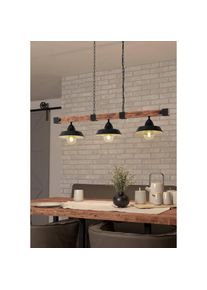 Eglo H&auml;ngeleuchte &raquo;OLDBURY H&auml;ngelampe, Stahl und Holz, E27, IP20, Esszimmerlampe, Lampe&laquo; E27 1 Stk. Pendellampe, Vintage, L118 x B26 x 110cm, schwarz,