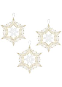 W. Reuter & Sohn - Plauener Spitze Fensterbild &raquo;Stern 3er Set&laquo; Made in Germany