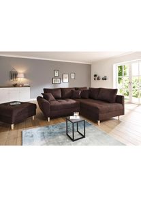 Home Affaire Ecksofa &raquo;Rice L-Form, B: 223 cm - OTTO. Verl&auml;ssliche Qualit&auml;t.&laquo; Set: Sofa & Hocker, mit 3 Zierkissen, Federkern