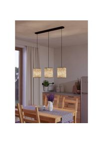 Eglo H&auml;ngeleuchte &raquo;BUTTERBURN&laquo; E27 1 Stk. Pendelleuchte, Esszimmerlampe, Textil mit Birkenbl&auml;ttern, H&auml;ngeleuchte