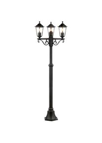 Brilliant Au&szlig;en-Stehlampe &raquo;Carleen&laquo; E27 1 Stk. 200 cm H&ouml;he, &Oslash; 61 cm, 3 x E27, Metall/Glas, schwarz