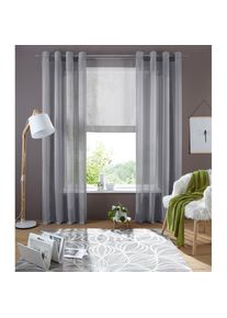 my home B&auml;ndchenrollo &raquo;Xana&laquo; mit Stangendurchzug B&auml;ndchenrollo, Raffung mittels Bindeb&auml;ndern