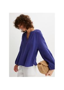 bonprix Shirtbluse &raquo;Oversize-Bluse aus Musselin&laquo; aus Musselin, mit V-Ausschnitt und 3/4-&Auml;rmeln lila, Gr&ouml;&szlig;e 44